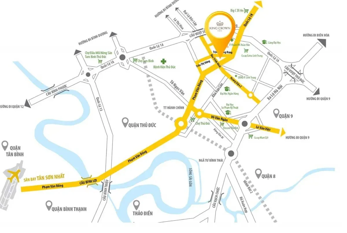 Bản đồ Vị trí Dự án Căn hộ King Crown City Phạm Văn Đồng Thủ Đức