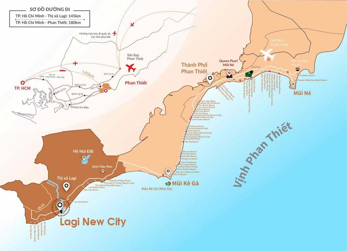 Vị trí liên kết vùng Dự án Phức hợp Đô thị Thương mại Dịch vụ & Du lịch Biển Lagi New City