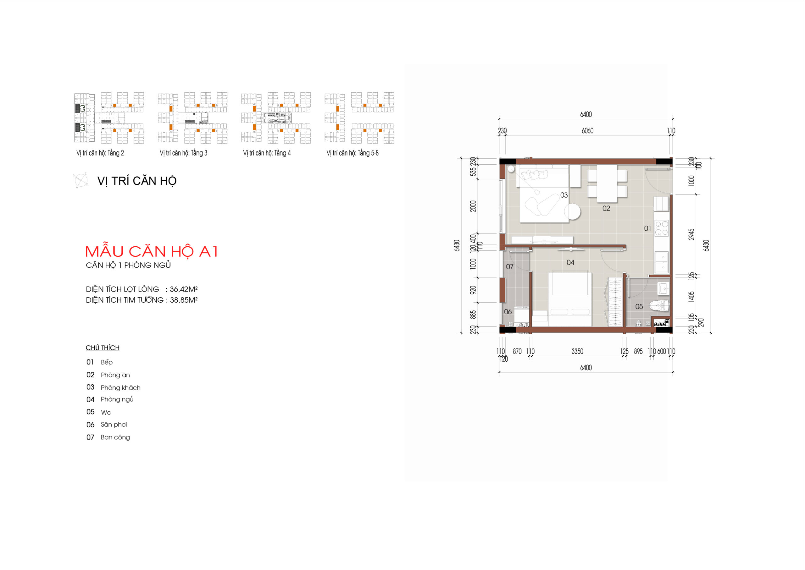 Mẫu căn hộ 1PN A1